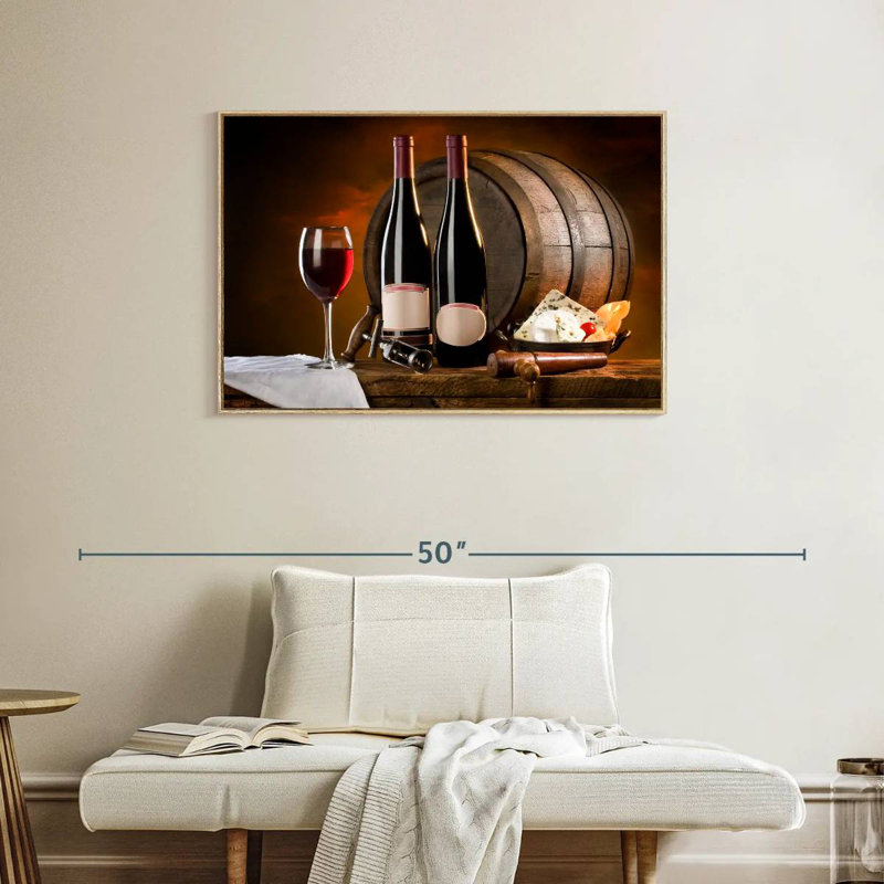 Vin rétro raffiné, Cadre flottant en bois naturel, 37 po x 25 po