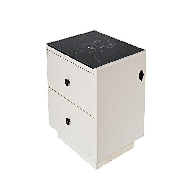 Table de chevet 2 tiroirs en blanc antique Djenkely