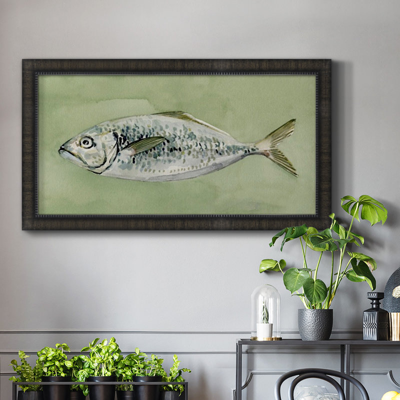 «Green Sea Swimmer II», peinture sur toile à cadre unique, H 21 po x l 37 po x P 1 po