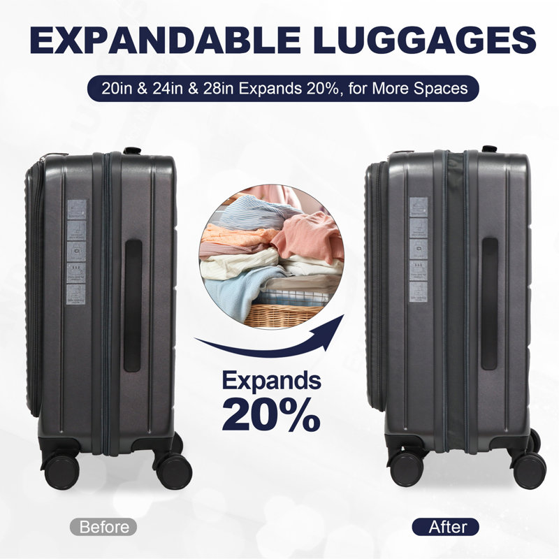 Luggage,with front opening,TSA approved lock,hardshell suitcase