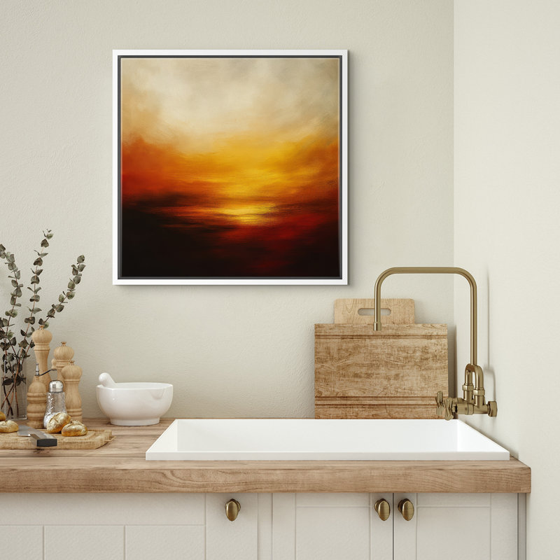 Reproduction d'art abstrait sur toile encadrée pour décoration intérieure moderne, H 16 po x l 16 po, Blanc