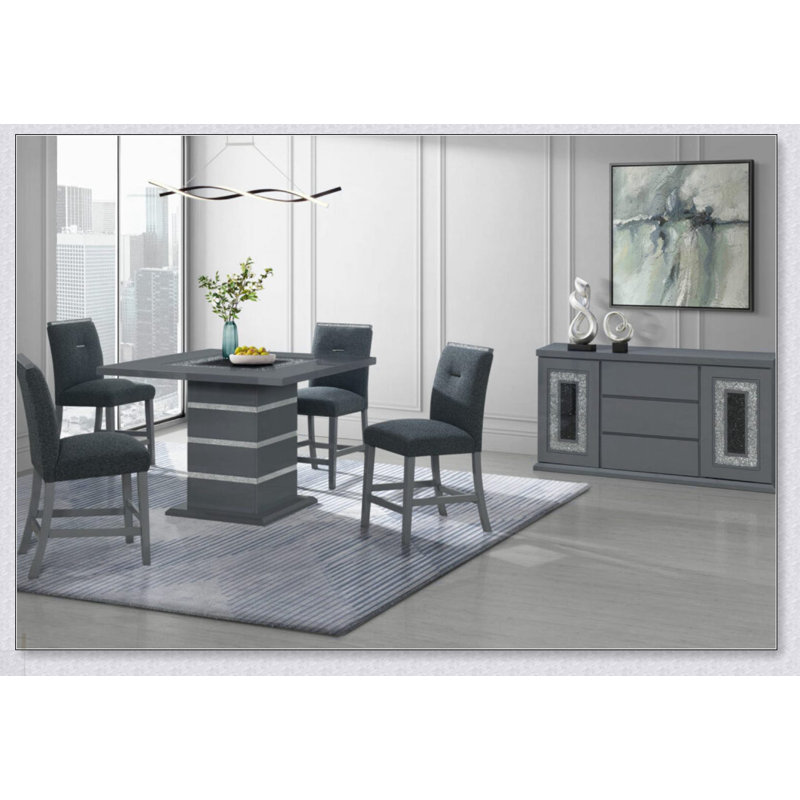 Buffet gris foncé ARIYA avec rangement spacieux, design épuré pour les salles à manger et les salons modernes