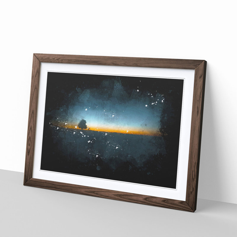 Lone Tree in Brandenburg Germany - Picture Frame Graphic Art Print, Walnut Framed, 24cm H x 33cm W x 2cm D