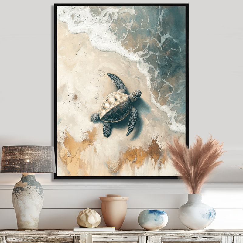 Reproduction d'art sur toile, reproduction de toile de tortue sur toile de la plage de CLAigh, Noir, H 20 po x l 12 po