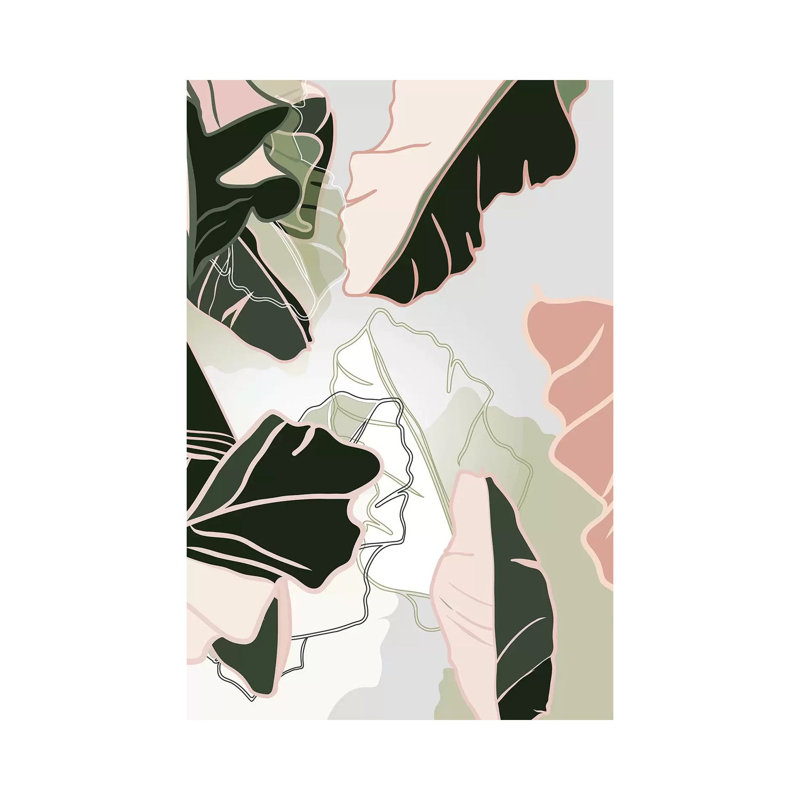 «Leaves Bananenpalmen» par Ana Rut Bré - impression d'art graphique, H 18 po x l 12 po x 1,5 po, Toile tendue, Aucun mat