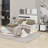 Modern High Gloss 3-Piece Bedroom Set Floating Bed Frame Platform Bed With LED Light & 2 Nightstands
