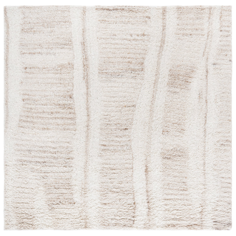 Vermont Hand Tufted Wool/Recycled Cotton Abstract Rug in Beige/Ivory, Runner 2'3" x 8'