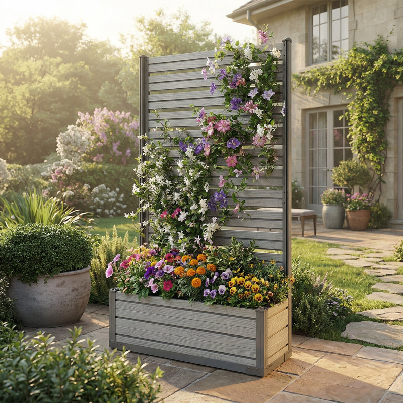  Patio Privacy Screen with Planter Box, 73.8" H x 46.5" W x 14.2" D