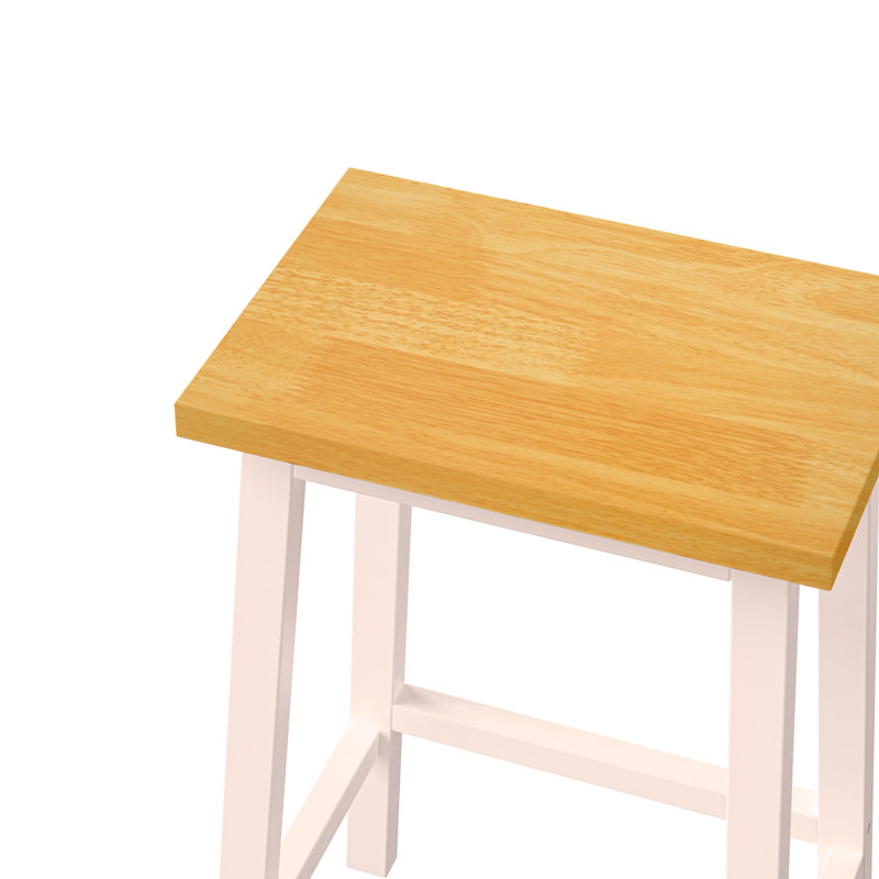 K&K Solid Wood Bar Stools (Not Cheap Iron), 25.6" Tall Set of 2 Bar Chairs, Kitchen Counter Stools with Footrests