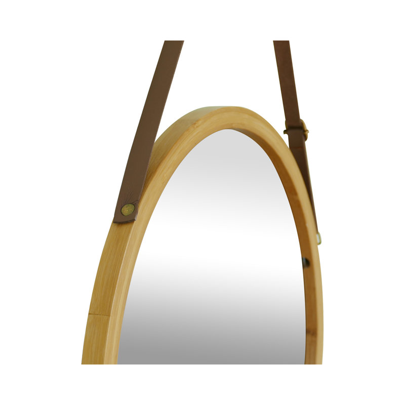 Jeffrey Wood Flat Wall Mirror, 15" H x 15" W, Natural