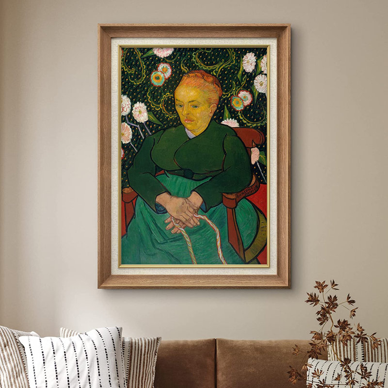«Woman Rocking a Cradle» par Vincent Van Gogh - peinture sur toile encadrée, Naturel