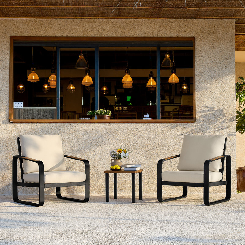Ensemble de conversation pour patio 3 pièces, Blanc cassé / blanc