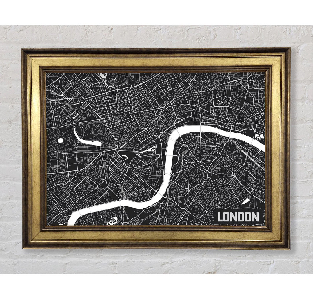 Die Karte von London Thames 3 - Einzelne Bilderrahmen Kunstdrucke