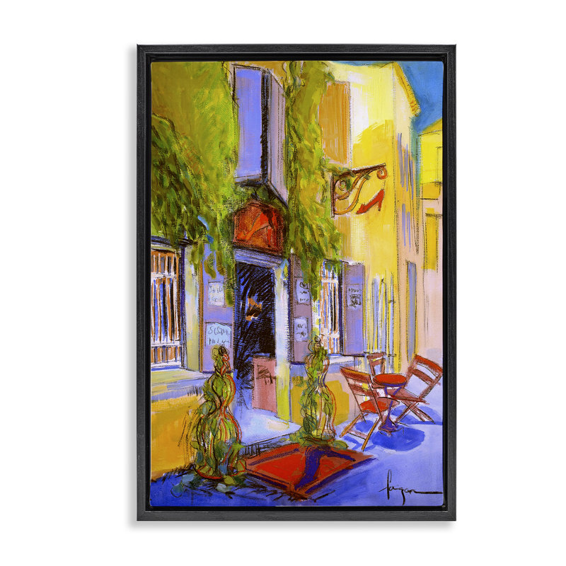 Toile flottante encadrée par David Drost, Cadre flottant noir de jais, H 31 po x l 21 po