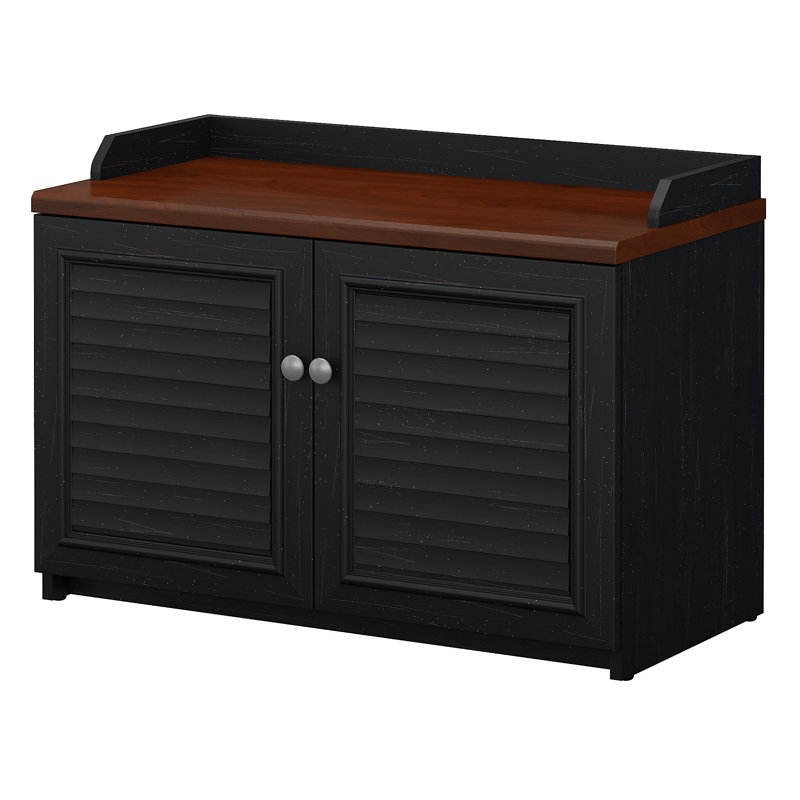 Waelder 8 Pair Shoe Storage Bench, Antique Black