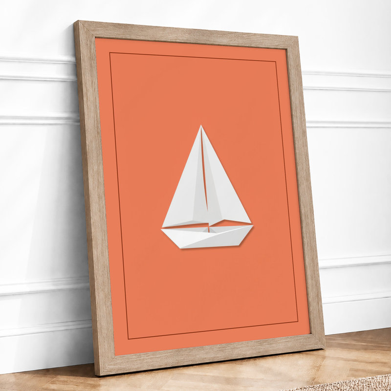 Geometric Sailboat Minimalist - Print, A1 - 84.1 x 59.4 cm, Oak