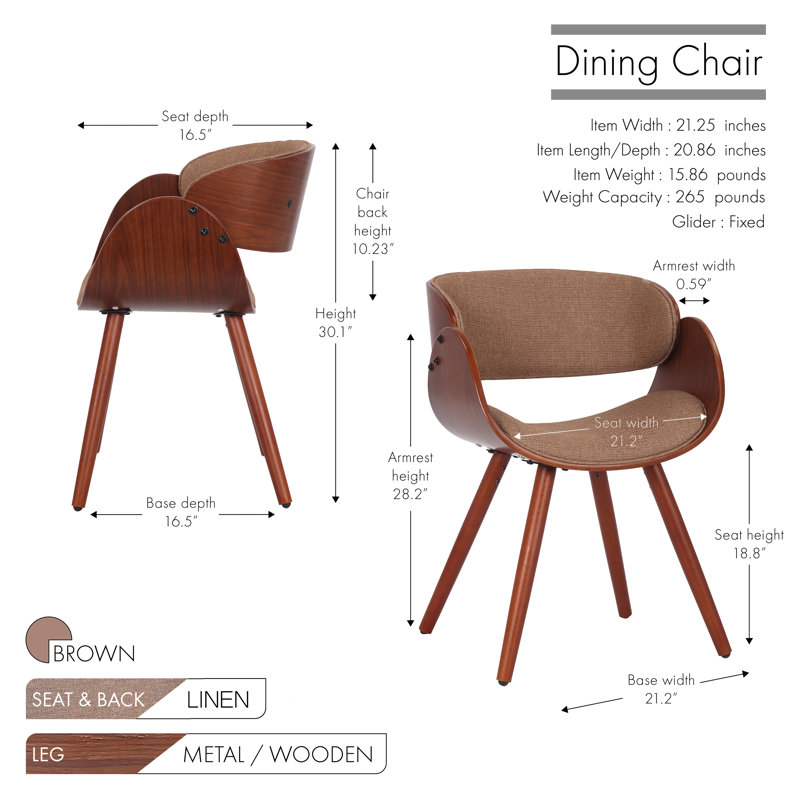 Chaise avec accoudoirs en lin Albinas, Brun