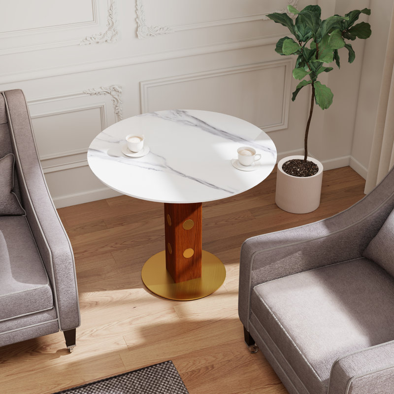 33.5" Round Pedestal Dining Table, White