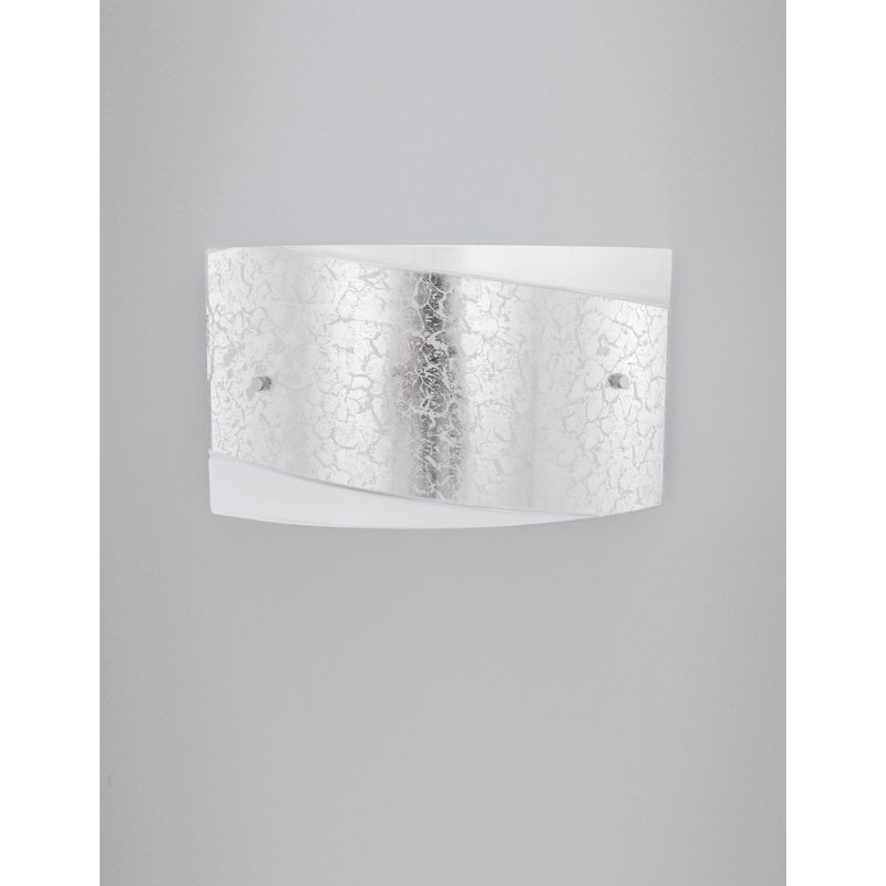 Glass Flush Mounted Sconce, White/Silver