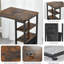 Table de bout en C pour canapé, table d'appoint en forme de C avec sac de rangement, table en C pour canapé avec 2 tablettes de rangement, noir avec prise-1482084751