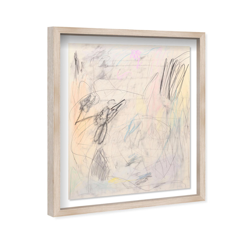 Oliver Gal Layered Scribbles I Abstract - Luxury Shadowbox Framed Wall Art, 47" H x 38" W, Cream