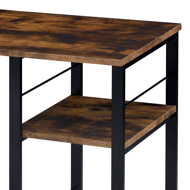 Table de bureau en chêne vieilli et noir avec espace de travail abondant 2 tablettes