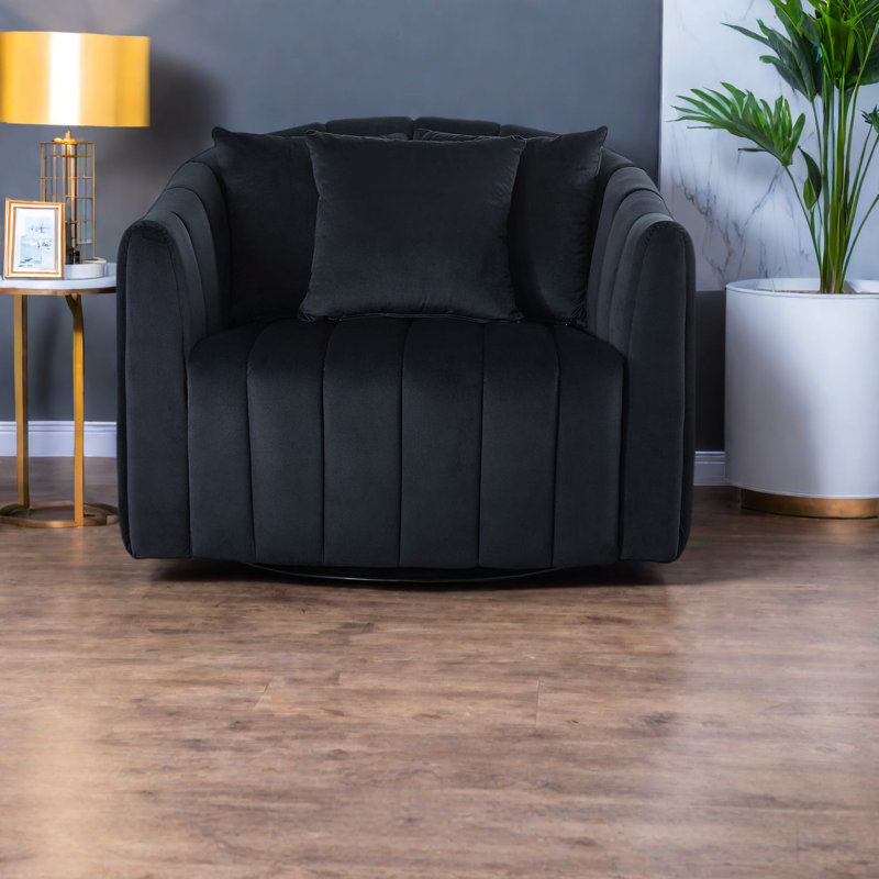 Fauteuil d'appoint en velours ultra-confortable, tonneau pivotant pour le salon et le bureau