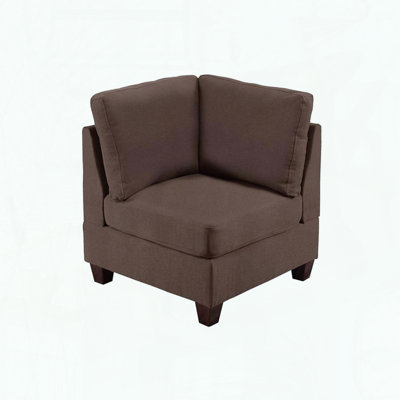 Modular Corner Wedge Sofa in Black Coffee Linen-Like Fabric