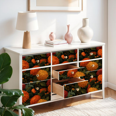 Papier auto-adhésif à peler et coller avec motif floral d'automne et adhésif auto-adhésif et amovible 17,7 po x 118 po (45 x 300 cm)