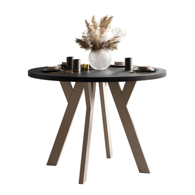 Extendable Round Metal Base Dining Table