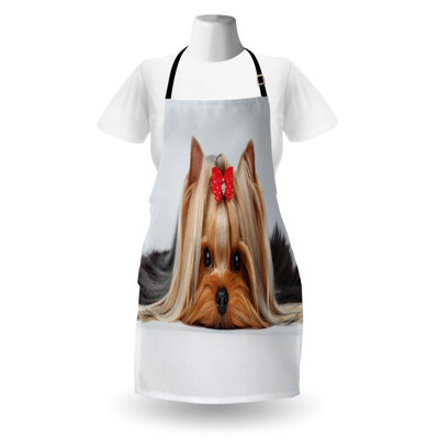 Tablier East Urban Home Yorkie unisexe, ruban pour chien allongé, taille adulte, brun sable caramel pâle