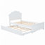Lit plateforme en bois avec tête de lit et lit gigogne simple-451659182