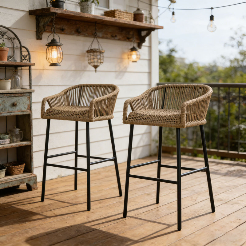 Tabouret de bar pour l'extérieur, Noir et brun