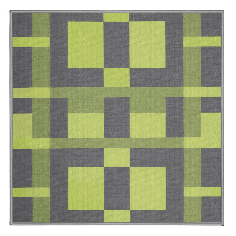 Machine Washable Checkered Gray Area Rug, Square 8'