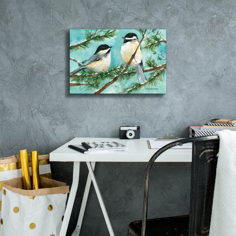 Art mural sur toile, "Chickadee Chat" par Annelein Beukenkamp, H 12 po x l 18 po x P 0,75 po