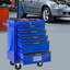 Coffre à outils en métal noir et bleu de 20 po à 5 tiroirs, glissières à roulement, 4 roulettes pivotantes, armoire verrouillable avec rangement pour rangement d'organisation en acier, rangement universel en acier avec frein de stationnement universel, visuel