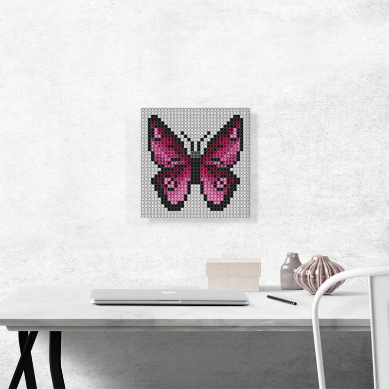 «Pink Butterfly Wings Jewel Pixel», impression sur toile tendue, H 12 po x l 12 po x P 0,75 po