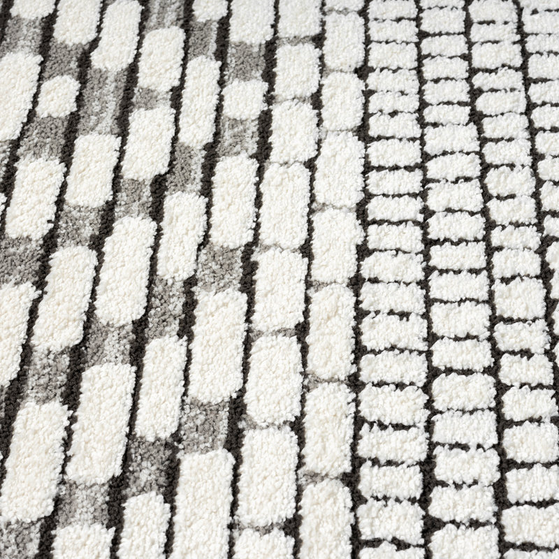 Abani Rugs Olessja Collection NOM150A Zig Zag Cream Grey Area Rug, Rectangle 6' x 9'