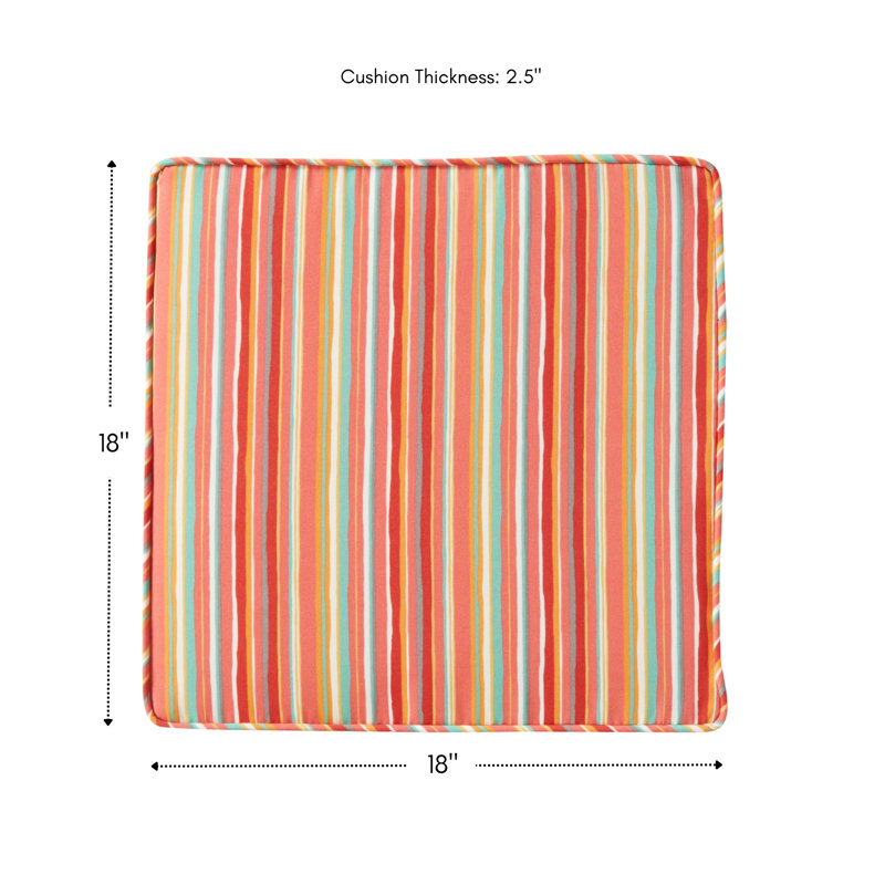 Sunbrella Outdoor Dining Chair Seat Pad, Watermelon Stripe