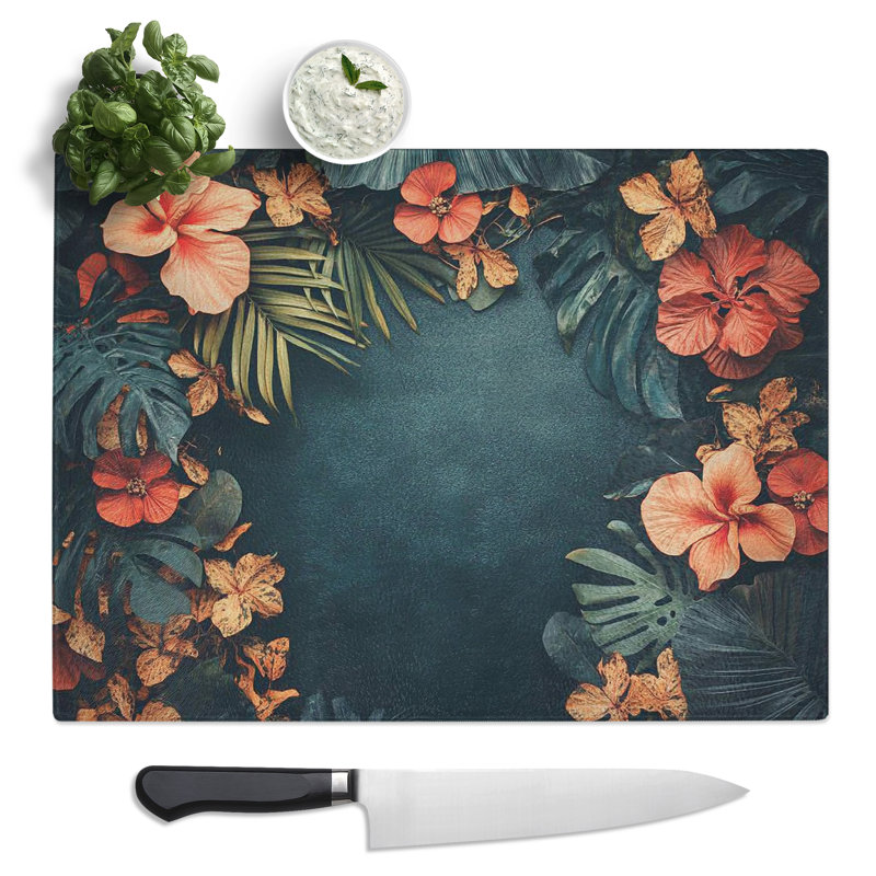 Jungle Graphic  Glass Chopping Board
