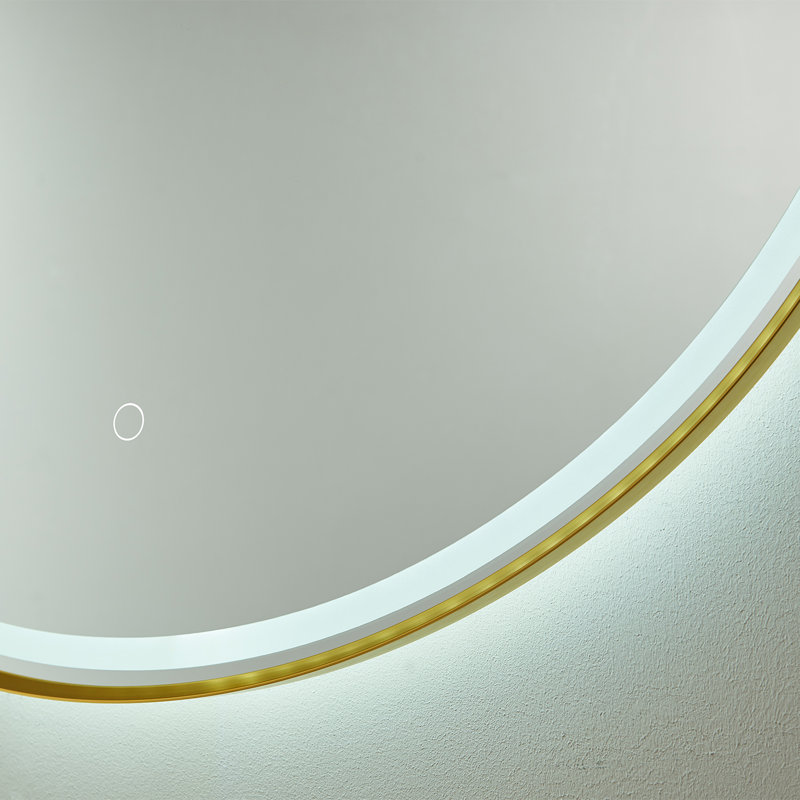 Miroir de salle de bain Molly-May, Or brossé, 32 po x 32 po