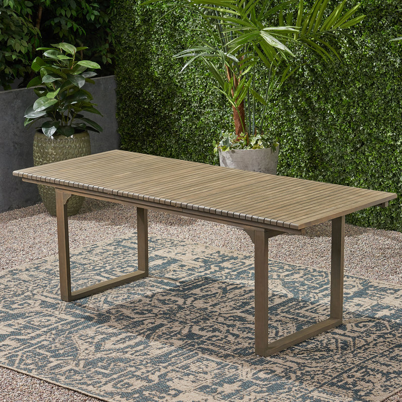 Table de salle à manger d'extérieur extensible en bois d'acacia, gris