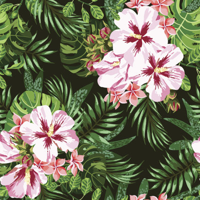 Vallarie Exotic Hawaiian Floral Pattern - Wrapped Canvas Print