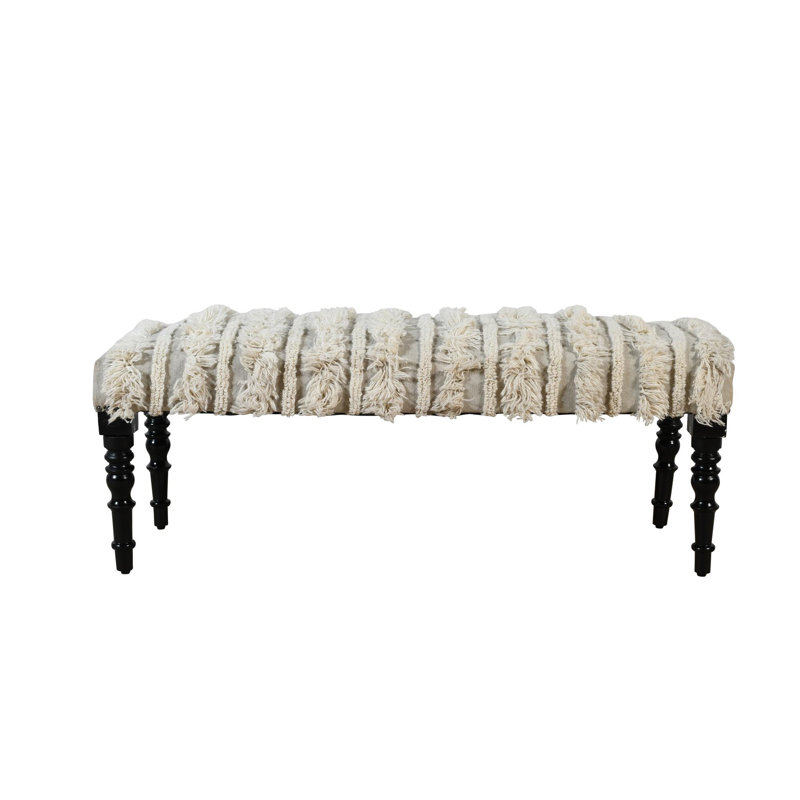 Banc rembourré de 47 po Gracie Mills, Crème / rayé
