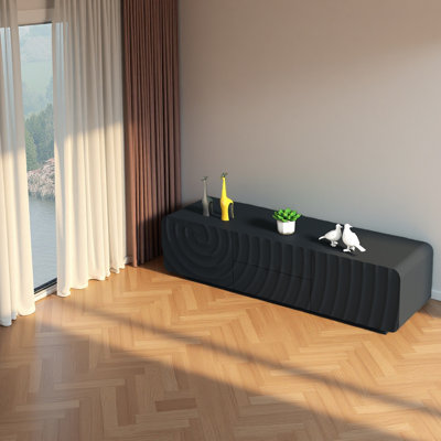 Console 58 po avec design en spirale unique et moderne avec meuble de rangement et meuble télé 2 tiroirs pour le salon