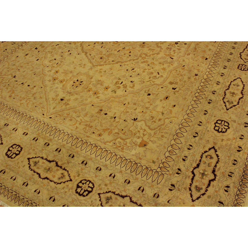 Tapis brun clair en laine noué à la main 8 pi 10 po x 11 pi 4 po Abagail Southwestern