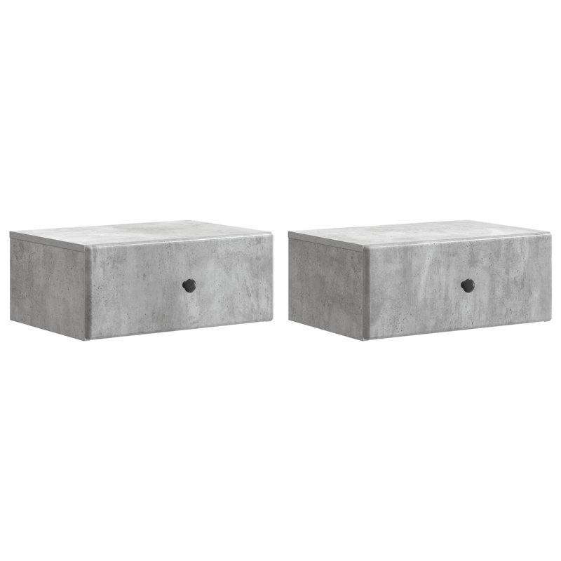 49cm W Manufactured Wood Bedside Table, Concrete Grey