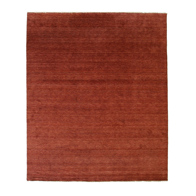 Tapis d'intérieur rectangulaire rouge en laine noué à la main élégant et durable Breshears, Rectangle de 10 pi x 14 pi