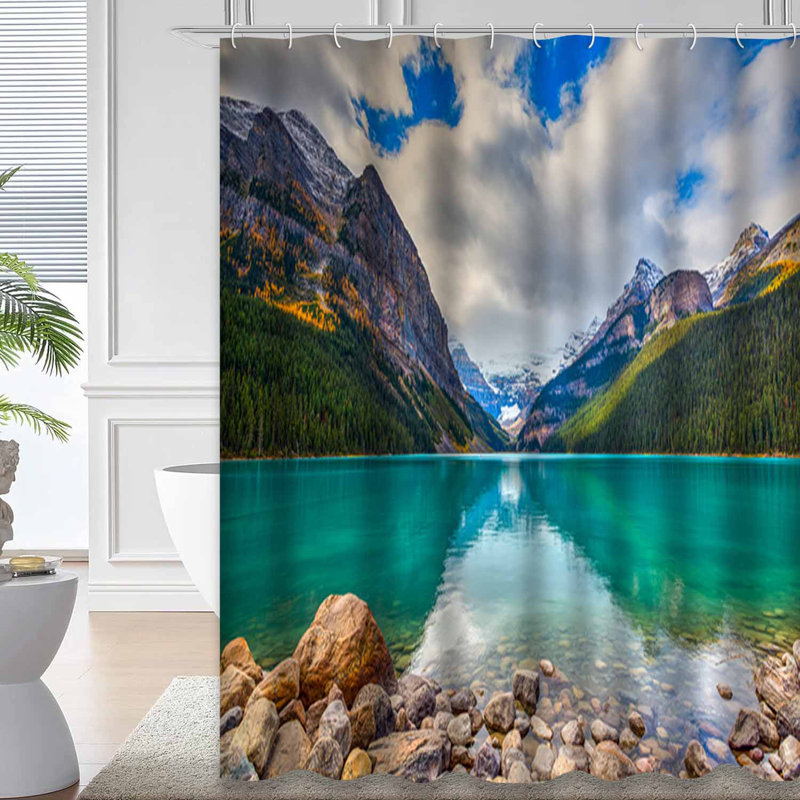Magnifique rideau de douche Autumn Lake Banff Canada Mountains avec 12 crochets, L 72 po x l 72 po