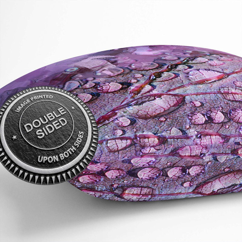 Dewdrops Upon A Lilac Leaf In Abstract Square Throw Cushion, 40cm H x 40cm W x 15cm D